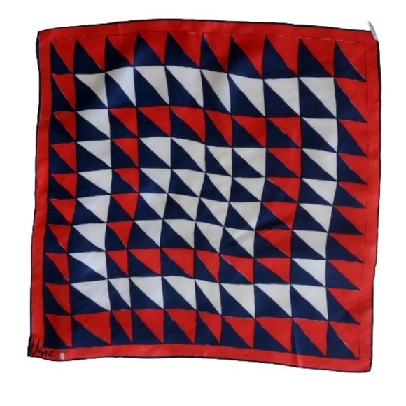 Vintage 1960s VERA Silk Blend Red/White/Blue Scarf MADE IN JAPAN~25" x25" - Picture 2 of 4